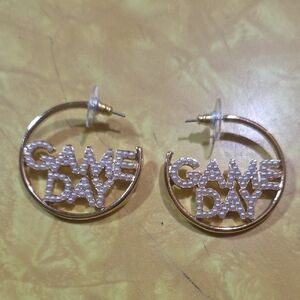 #F Gold 'Game Day' Hoop Earrings